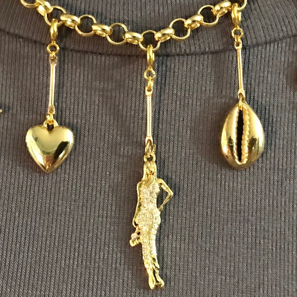 SOLD—White Lotus Lucia Greco Gold 7 Detachable Charms Necklace, Handmade Replica - Picture 4 of 16